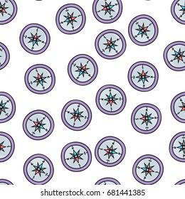 Compass seamless pattern. Marine and nautical theme background. Doodle style vector illustration