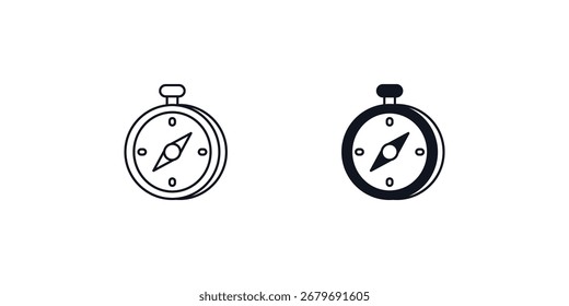 Icono de conjunto de brújula con Vector de fondo blanco