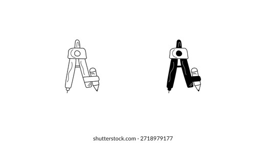 Icono de conjunto de brújula con Vector de fondo blanco