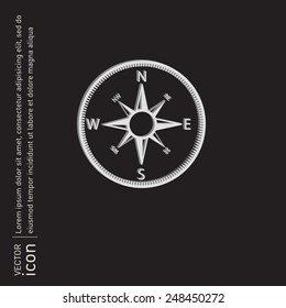 compass sign. icon orienteering, traveling or camping in the woods
