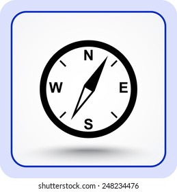 Compass sign icon, vector illustration. Flat design style
