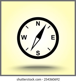 Compass sign icon, vector illustration. Flat design style
