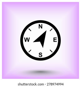Compass sign icon, vector illustration. Flat design style
