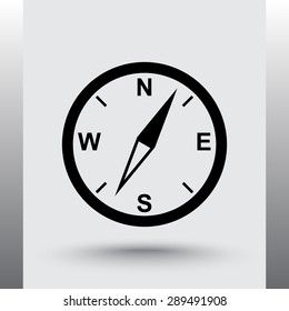 Compass sign icon, vector illustration. Flat design style