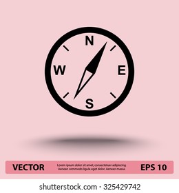Compass sign icon, vector illustration. Flat design style