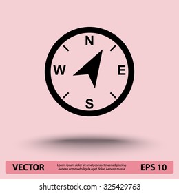 Compass sign icon, vector illustration. Flat design style