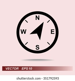 Compass sign icon, vector illustration. Flat design style