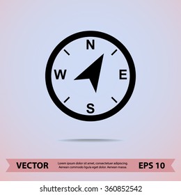 Compass sign icon, vector illustration. Flat design style