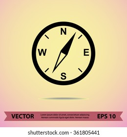 Compass sign icon, vector illustration. Flat design style