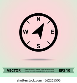 Compass sign icon, vector illustration. Flat design style