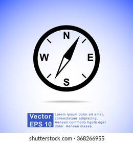 Compass sign icon, vector illustration. Flat design style