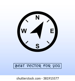 Compass sign icon, vector illustration. Flat design style