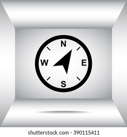 Compass sign icon, vector illustration. Flat design style