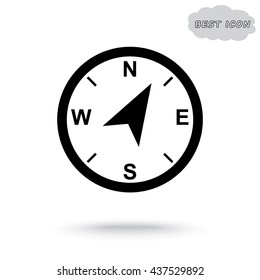 Compass sign icon, vector illustration. Flat design style