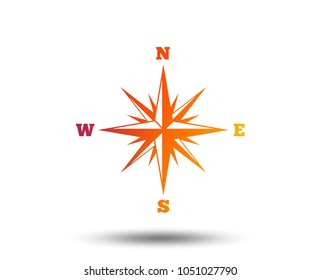 Compass sign icon. Windrose navigation symbol. Blurred gradient design element. Vivid graphic flat icon. Vector