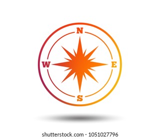 Compass sign icon. Windrose navigation symbol. Blurred gradient design element. Vivid graphic flat icon. Vector