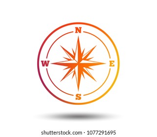 Compass sign icon. Windrose navigation symbol. Blurred gradient design element. Vivid graphic flat icon. Vector