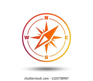 Compass sign icon. Windrose navigation symbol. Blurred gradient design element. Vivid graphic flat icon. Vector