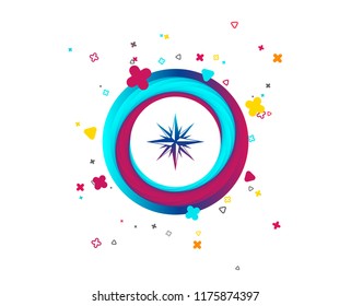 Compass sign icon. Windrose navigation symbol. Colorful button with icon. Geometric elements. Vector