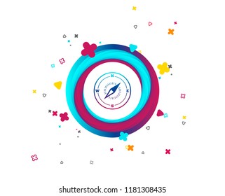 Compass sign icon. Windrose navigation symbol. Colorful button with icon. Geometric elements. Vector