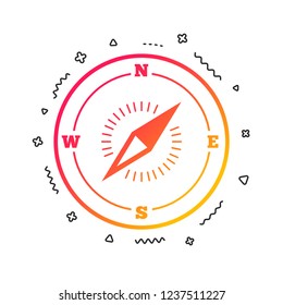 Compass sign icon. Windrose navigation symbol. Colorful geometric shapes. Gradient compass icon design.  Vector