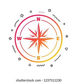 Compass sign icon. Windrose navigation symbol. Colorful geometric shapes. Gradient compass icon design.  Vector