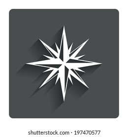 Compass sign icon. Windrose navigation symbol. Gray flat button with shadow. Modern UI website navigation. Vector