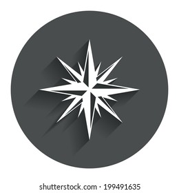 Compass sign icon. Windrose navigation symbol. Circle flat button with shadow. Modern UI website navigation. Vector