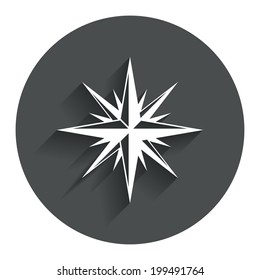 Compass sign icon. Windrose navigation symbol. Circle flat button with shadow. Modern UI website navigation. Vector