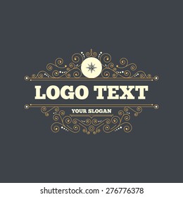 Compass sign icon. Windrose navigation symbol. Flourishes calligraphic ornament. Vector