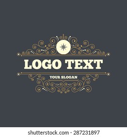 Compass sign icon. Windrose navigation symbol. Flourishes calligraphic ornament. Vector