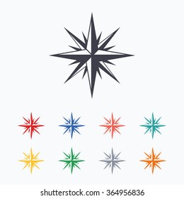Compass sign icon. Windrose navigation symbol. Colored flat icons on white background.