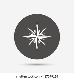 Compass sign icon. Windrose navigation symbol. Gray circle button with icon. Vector