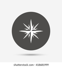 Compass sign icon. Windrose navigation symbol. Gray circle button with icon. Vector