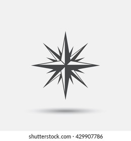 Compass sign icon. Windrose navigation symbol. Flat windrose web icon on white background. Vector