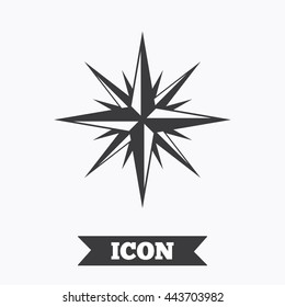 Compass sign icon. Windrose navigation symbol. Graphic design element. Flat windrose symbol on white background. Vector