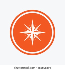 Compass sign icon. Windrose navigation symbol. Graphic design element. Flat windrose symbol on the round button. Vector