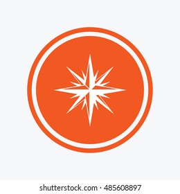Compass sign icon. Windrose navigation symbol. Graphic design element. Flat windrose symbol on the round button. Vector