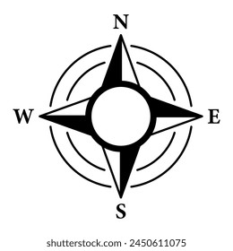 Compass sign. Silhouette style. Navigation sign.