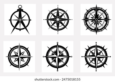 Compass silhouette in black illustration