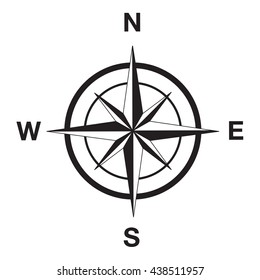 Compass silhouette in black. This image is a vector illustration.