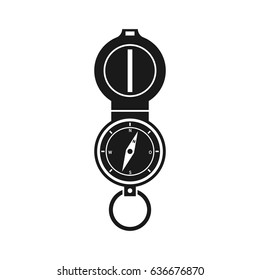 Compass silhouette icon, flat design vector. Tourist equipment. Compass pictogram travel.