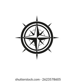 Compass Silhouette Vector Isolated on White Background