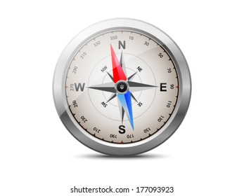 Compass with silver metal frame