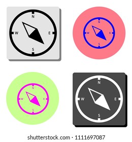 Compass. simple flat vector icon illustration on four different color backgrounds