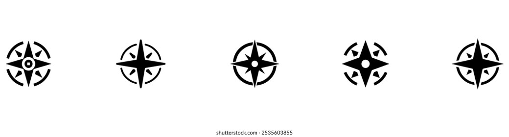 Compass simple icon set. Compass symbol set. Wind rose icon. Vector Illustration. Vector Graphic. EPS 10
