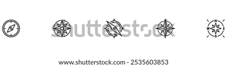 Compass simple icon set. Compass symbol set. Wind rose icon. Vector Illustration. Vector Graphic. EPS 10