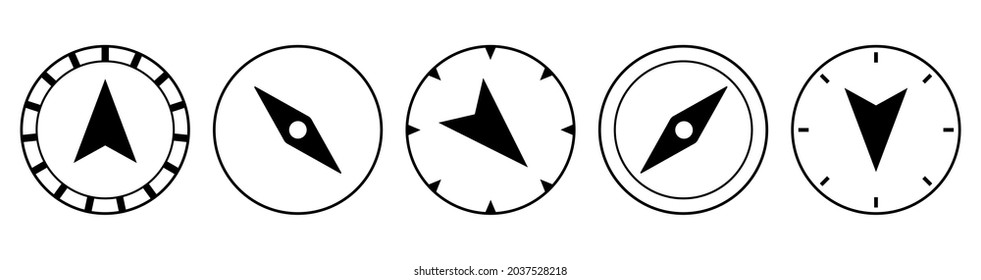 Compass simple icon set.Navigation compass flat icons set on white background.Arrow icon.Vector illustration.