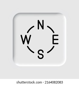 Compass simple icon, vector. Flat design. Neumorphism design.ai