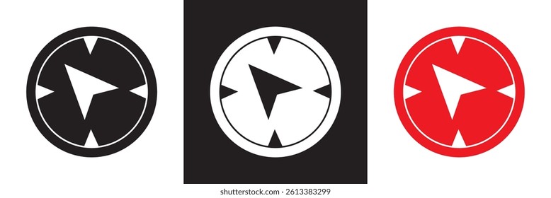 Compass simple icon.   Vector for websites, mobile interfaces, presentations, banner, visual branding etc. Vector illustration. isolated on white and black background. EPS 10